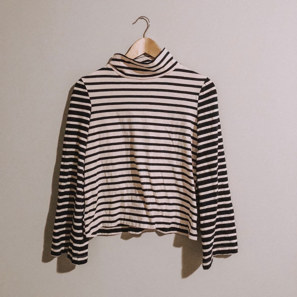 Madewell Duo Stripe Bell Sleeved Turtleneck
